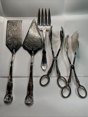 Vintage Reed & Barton,Star EP Zinc,Silver Plate Ornate Serving Tools Set